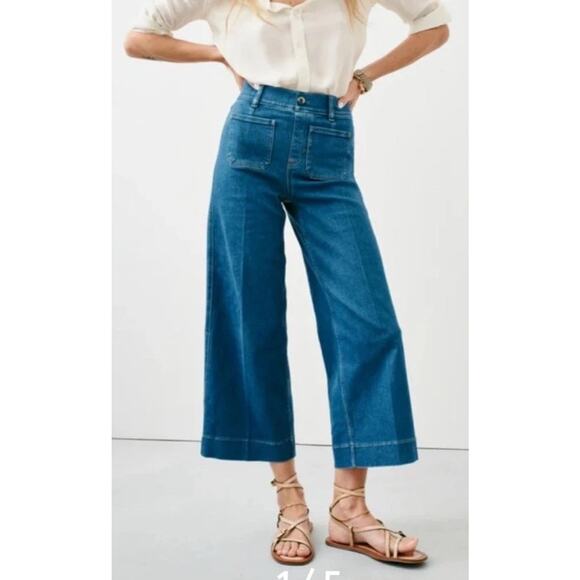 Spanx SPANXshape™ EveryWear Cropped Wide Leg Jeans Patch Pockets-Medium Petite - Picture 1 of 10